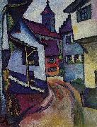 August Macke Street with church in Kandern France oil painting artist